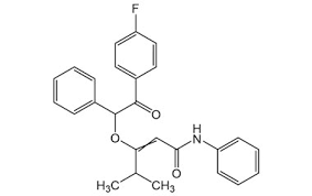 3-(2-(4-Fluorophenyl)-2-oxo-1-phenylethoxy)-4-methyl-N phenylpent-2-enamide.