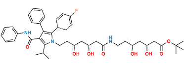 Tert-butyl (3R,5R)-7-((3R,5R)-7-(2-(4-fluorophenyl)-5-isopropyl-3-phenyl-4-(phenylcarbamoyl)-1H-pyrrol-1-yl)-3,5-dihydroxyheptanamido)-3,5-dihydroxyheptanoate.