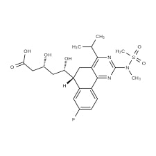 Bis[5-{8-fluoro-4-isopropyl-2-[methyl(methylsulfonyl)amino]-5,6- dihydrobenzol[h]quinazolin-6-yl}(3R,5S)-3,5-dihydroxypentanoic acid] calcium salt.