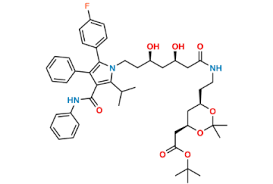 Tert-butyl 2-((4R,6R)-6-(2-((3R,5R)-7-(2-(4-fluorophenyl)-5-isopropyl-3-phenyl-4-(phenylcarbamoyl)-1H-pyrrol-1-yl)-3,5-dihydroxyheptanamido)ethyl)-2,2-dimethyl-1,3-dioxan-4-yl)acetate.
